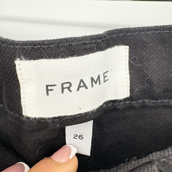 Frame Denim Le Baggy Palazzo Wide Leg Flare Black Jeans Size 26 - Picture 9 of 10